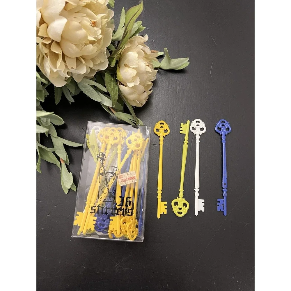 1960s Style SKELETON KEY SWIZZLE STICKS Vintage COCKTAIL STIRRERS W Package 36